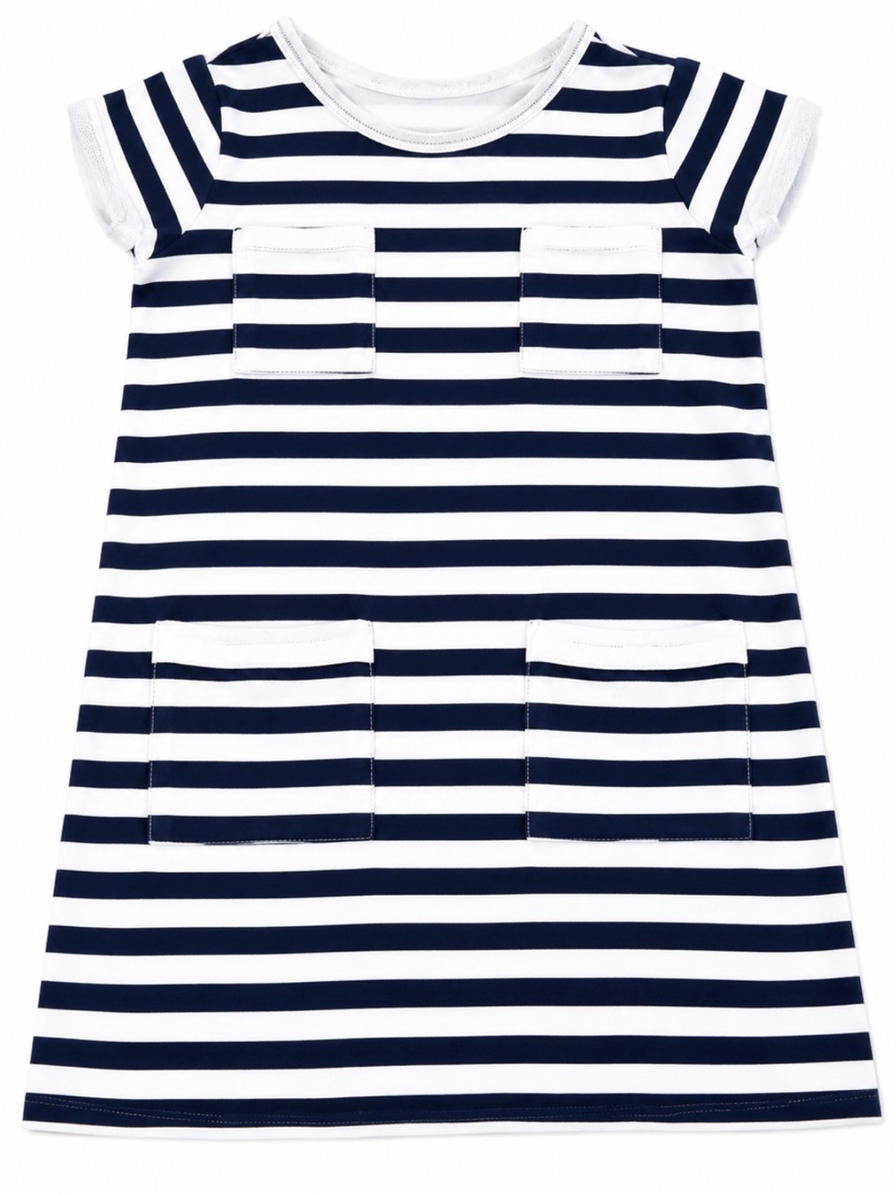 J. Crew Navy and White Striped Knit Pocket Casual Dress - Girls